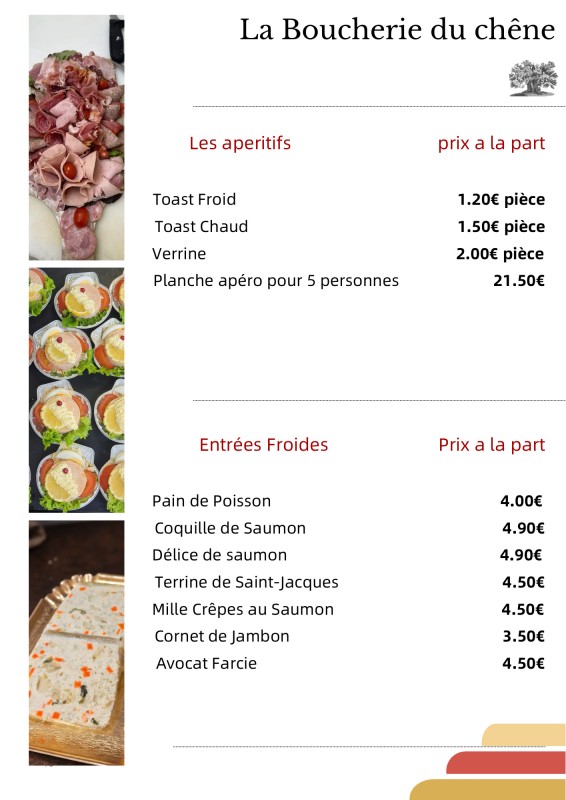 Menu traiteur buffet Chaud dans le 76 avec livraison- La Boucherie Du Chêne