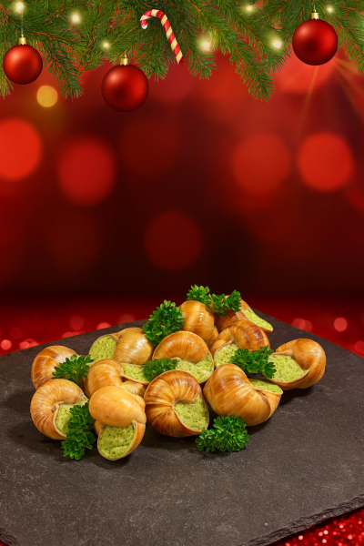 Escargots au beurre persillé pour Noël et le Nouvel An en boucherie à Yvecrique