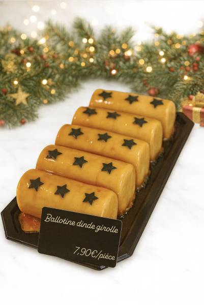 Ballotine de dinde aux girolles et ballotine de pintade aux amandes pour repas de Noël et du Nouvel an près de Berville-La Boucherie du Chêne