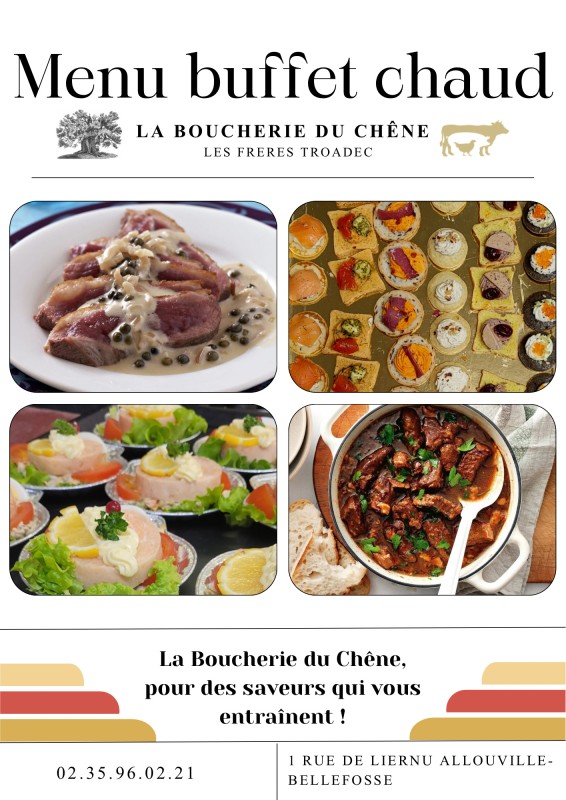 Menu traiteur buffet Chaud dans le 76 avec livraison- La Boucherie Du Chêne